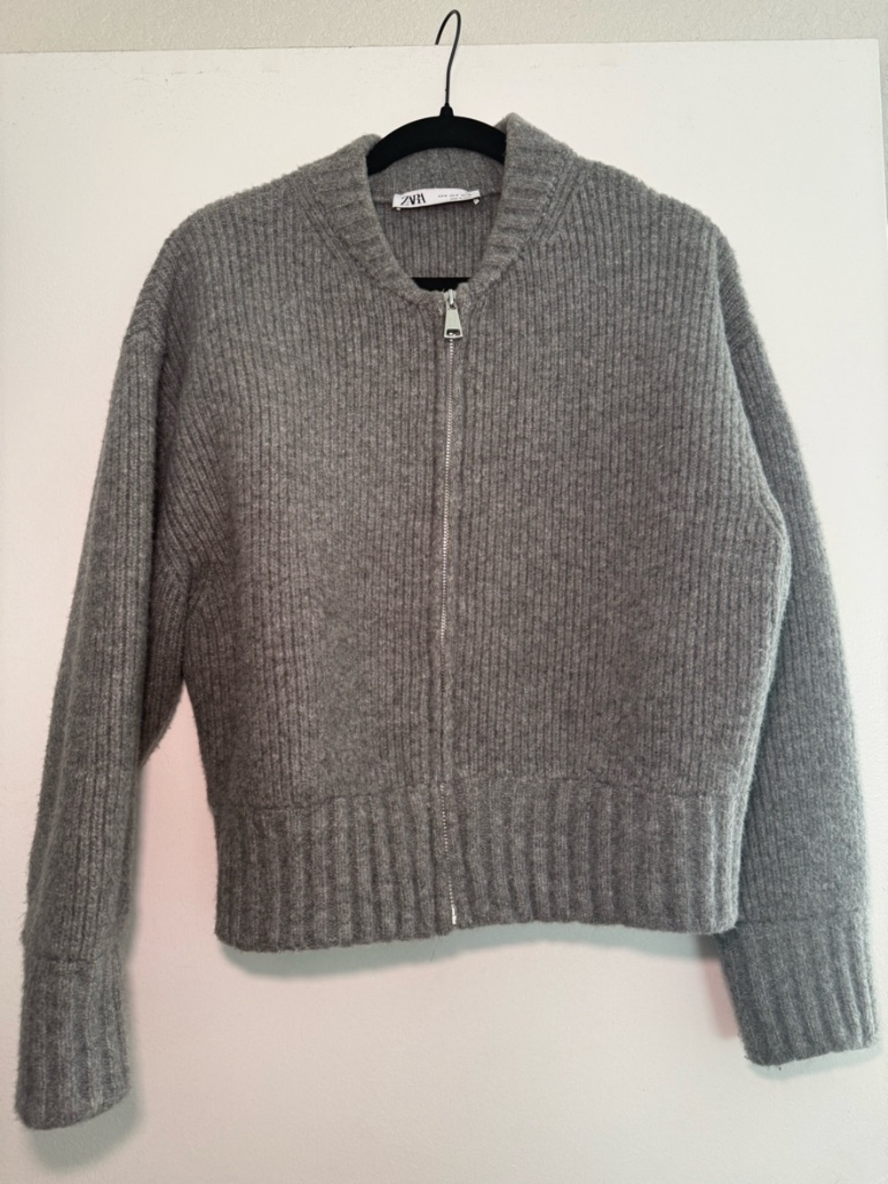 Zara Zippered Knit Bomber Cardigan